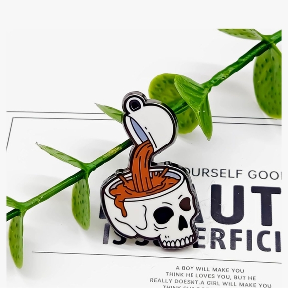 Drink More Coffee For Your Brain - Fun Series - Enamel Lapel Pin - Plated Badge - Picture 1 of 6